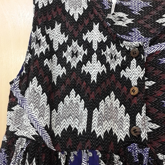 Free People Black Purple take me to thailand Geometric Aztec Print dress - Picture 10 of 15